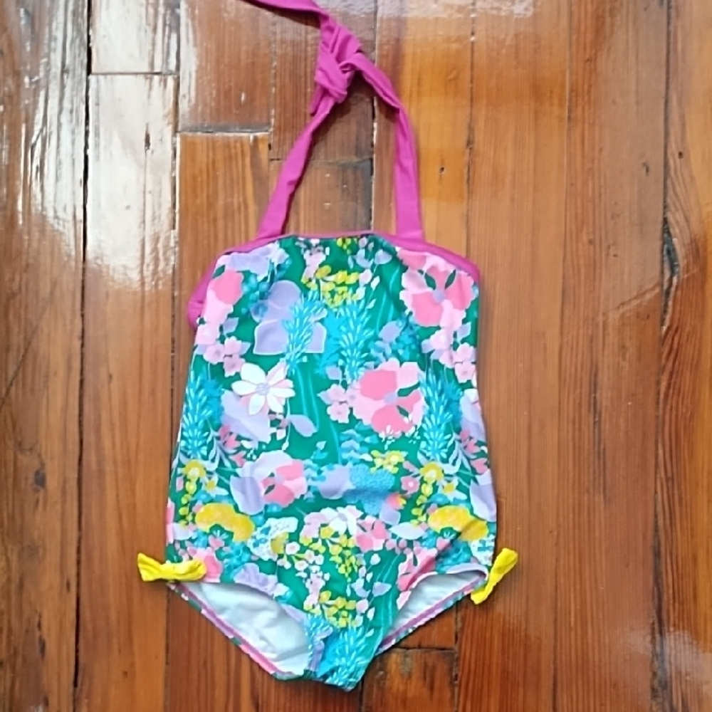 Floral Kids Swimwear with Pink Straps